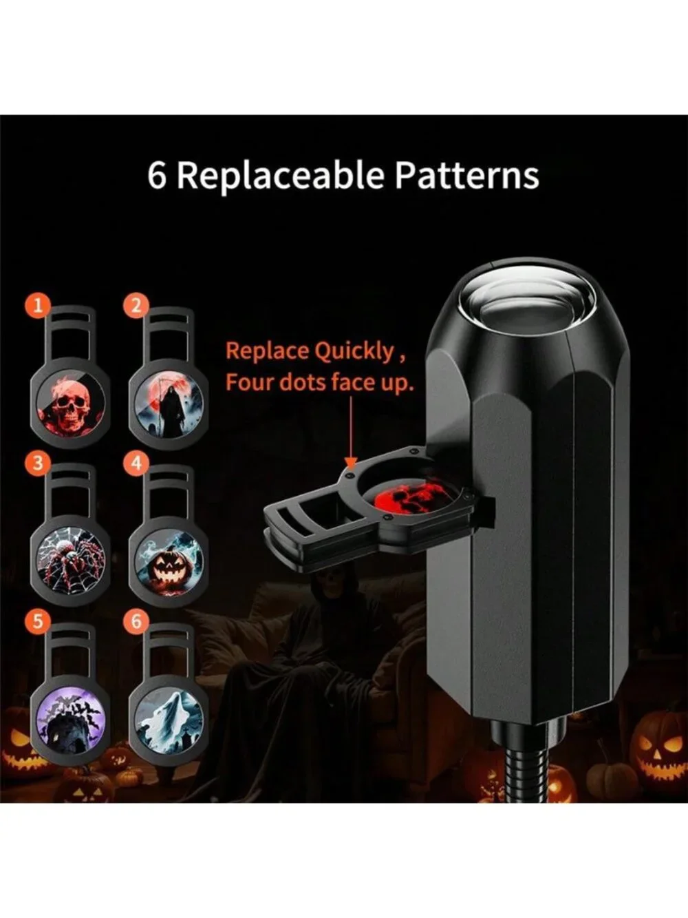 Halloween Projector, 6 Patterns USB Halloween Projector Lights, Background
